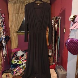Lucky & Blessed One Piece Black Pant Suit With Attached Floor Length Skirt M